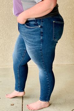 Any other 90s fashion lovers see a similarity to the old-school Girbaud jeans? The Yoko is a perfect jean for anybody looking for a comfortable but clean looking denim. This high-rise skinny jean has a cute front yoke design and the well-loved Judy Blue stretchy fit. These have quickly become a shop favorite! 94% Cotton / 5% Polyester / 1% Spandex JB# 88364 Rise: 11" Inseam: 28.5" Fits true-to-size. Leslie is 5'5" and is modeling a size 18W. Lexi is 5’3” and is modeling a size 5/27. Girbaud Jeans, Yoke Design, Judy Blue Jeans, Perfect Jeans, Better Love, 90s Fashion, Fashion Lover, The Well, Blue Jeans