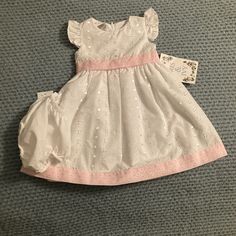 Beautiful White Dress For Toddler Girl. Has Matching Diaper Cover Attached. White Princess Style Baptism Dress For Summer, White Princess Baptism Dress For Summer, Spring Princess Dress With Flutter Sleeves, White Princess Style Cotton Dress, Spring Princess Baptism Dress, White Flutter Sleeve Playtime Dress, Spring Baptism Dress With Ruffles, Dress For Toddler Girl, Floral Print Party Dress