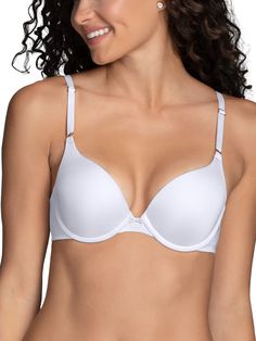 PRICES MAY VARY. Push up bra adds up to one full cup size. Soft fabric provides ultra comfort. Straps convert two ways for wardrobe versatility: regular or crisscross. Front adjustable straps. Smooth under clothes. Same great Lily of France style now under the Vanity Fair Brand Ego Boost, Cold Colors, Old Bras, France Style, V Dress, Push Up Pads, Perfect Bra, Everyday Bra, Hot Outfits