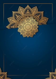 a blue and gold background with an intricate design