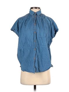 Madewell Short Sleeve Button Down Shirt Size: 2X-Small Tops - used. 100% COTTON | Madewell Short Sleeve Button Down Shirt: Blue Tops - Size 2X-Small Casual Medium Wash Blouse With Button Closure, Casual Blouse With Button Closure In Medium Wash, Casual Button-up Blouse In Medium Wash, Casual Medium Wash Button-up Blouse, Casual Medium Wash Short Sleeve Blouse, Casual Blue Blouse With Button Closure, Washed Blue Button-up Top With Buttons, Washed Blue Tops With Relaxed Fit, Short Sleeve Shirt With Button Closure In Washed Blue