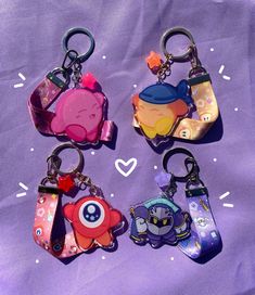 Kirby and Friends Keychain Lanyards! .｡*ﾟ+.*.｡ ﾟ+..｡*ﾟ+ .｡*ﾟ+.*.｡ ﾟ+..｡*ﾟ+.｡ ~Match with your best friend(s) or family member(s) with these Kirby and Friends keychain lanyards! These are perfect for bags, purses, backpacks, and so much more! They make a great gift for you and/or someone you care about ('｡* ω *｡`) ♡ ll Details ll ~Keychains are approx. 2.5 inches long ~Attached lanyards are approx. 5 inches long ~You are only recieving 1 Keychain lanyard unless choosing an option that lists 2 cha Long Keychain, Ring Icon, Prince Clothes, Matching Keychains, Backpack Pins, Color Palette Yellow, Star Charms, Kirby, Lanyard