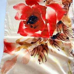 Beautiful and luxury mulberry silk scarf with handrolled edges. The scarf features red gorgeous flowers on a blush pink background. The flowers looks like poppy flowers, but they may be roses and peonies in full blossom. The scarf is excellent to use for any special occasion like wedding, engagement and any other celebration. It will make an excellent gift for a Valentine's Day, Lunar New Year, birthday, etc. The scarf is in excellent/mint condition and it comes in a gift wrap and with a 'Thank you' card. For more scarves in my store visit: https://www.etsy.com/ca/shop/NostalgicByLiliya?ref=seller-platform-mcnav&section_id=25031148 For other items visit: https://nostalgicbyliliya.etsy.com Luxury Red Silk Scarf For Spring, Jacket Accessories, Pink Bohemian Silk Shawl Scarf, Red Floral Print Silk Shawl, Pink Silk Scarf, Red Floral Print Silk Scarf, Pink One-size Silk Shawl Scarf, Poppy Flowers, Dress Jacket