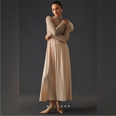 Brand New With Tags- Anthropologie Thea Twofer Sweater Dress In Beige Size Xxs. Fits More Like An Xs/S. Sold Out Online In Beige Twofer Sweater, Anthropologie Maxi Dress, Chic Maxi Dresses, Sleeveless Sweater Dress, Chevron Dress, Satin Maxi Dress, Tiered Maxi Dress, Maxi Dress Blue, Lace Maxi Dress