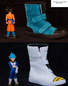 two different images of the same shoe and one with gohan's head on it