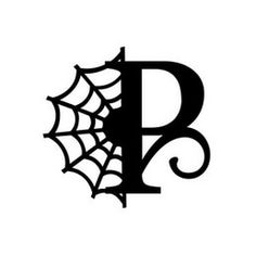 the letter b is decorated with a spider web