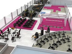 the gym is equipped with many exercise machines and treadmills for people to use