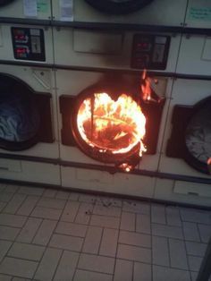 an oven that has some kind of fire in it