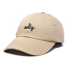 Embrace the laid-back charm of coastal living with our Salty baseball cap. Crafted from 100% cotton, our 6-panel low-crown dad cap combines comfort with effortless style. Whether you're strolling along the boardwalk, lounging on the sand, or simply running errands under the sun, our cap promises a blend of functionality and fashion that suits every beach lover's lifestyle. Measuring 11 inches in length, this unstructured cap features a fabric strap closure with a metal buckle, ensuring a secure Cheap Beige Baseball Cap For Beach, Trendy 5-panel Baseball Cap For Beach, Embroidered Baseball Cap For Beach, Khaki Baseball Cap With Embroidered Logo, Embroidered Baseball Cap For Beach, One Size Fits Most, Cool Dad Hats, Beach Attire, Cozy Hat, Embroidered Caps