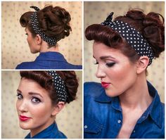 The Freckled Fox: Sweetheart Hair Week: Tutorial #3 - Rockabilly Rosie Waitress Hairstyles, Vintage Wedding Hair, Pin Curls, Rosie The Riveter