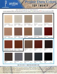 the proline dura colors are available for all types of paint and their names