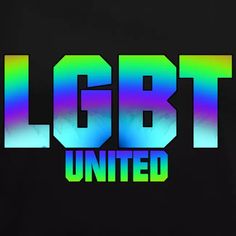 the text lgbt united is painted in rainbow colors on a black background with an abstract design