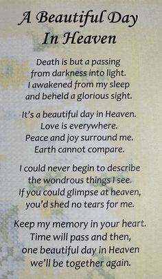 a beautiful day in heaven poem