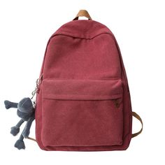 TAVIMART - Fashion Canvas Women Backpack Student School Bags For Teenage Girls Quality Solid Color Female Backpack Leisure Travel Bookbag Backpack Size:length 31cm,Width 13cm,Height 42cm Red Canvas School Bag, Softback Canvas Bag For Back To School, Back To School Canvas Softback Bag, Cat Wallet, Back To School Fashion, Travel Rucksack, Black Slippers, Cute Wallets, Pearl Bag