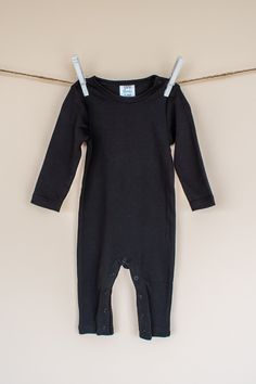 Unisex Long Sleeve Rompers Black Romper, Black