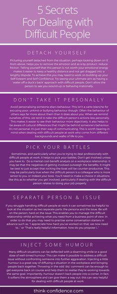 five secrets for dealing with difficult people infographical poster by thinkfunds com