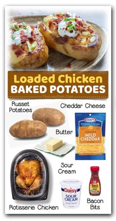 loaded chicken baked potatoes recipe poster