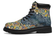 Dragon Boots, Mandala Dragon, Boots Vintage, Boot Print, Soft Textiles, Flower Mandala, Shoe Game, Colorful Flowers, Boots Men