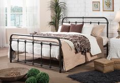 Baxton Studio Mandy Chic Vintage Antique Dark Bronze Queen Size Iron Metal Platform Bed FredCo theFredCo Bedroom Industrial Chic, Full Size Platform Bed, Queen Size Platform Bed, Vintage Industrial Furniture, Shabby Chic Bedrooms, Iron Bed, Metal Platform Bed, Shabby Chic Vintage, Baxton Studio