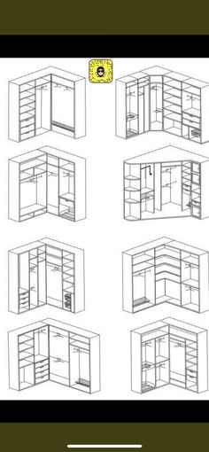 the instructions for how to draw kitchen cabinets in one drawing style, with different angles and sizes