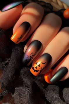 Get ready for Halloween with these spooky and creative nail art designs! From ghosts and bats to pumpkins and spiders, this vidGet ready for Halloween with these spooky and creative nail art designs! From ghosts and bats to pumpkins and spiders, this video will show you step-by-step how to achieve the perfect Halloween manicure. Whether you're going for cute or creepy, these nail art ideas will surely impress at any Halloween party.eo will show you step-by-step how to achieve the perfect Hallowe Spooky Nails Square, Samhain Nails, Korean Uniform, Fingernail Art, Black Halloween Nails, Halloween Manicure, Halloween Nails Easy