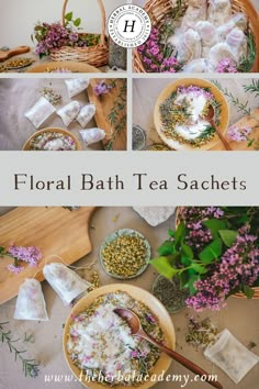 Tea Bag Ideas, Floral Milk Bath, Herbal Gifts, Herbal Crafts, Floral Bath Salts, Bath Tea Bags, Bath Teas, Herbal Bath Tea, Tub Tea