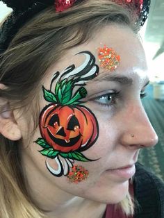 Easy Pumpkin Face, Paint Tattoos, Face Painting Halloween Kids, Halloween Face Paint Designs, Pumpkin Face Paint, Education Tattoos, Quotes Outdoors, Zombie Princess, Zombie Halloween Makeup