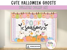 the cute halloween ghost bulletin board kit