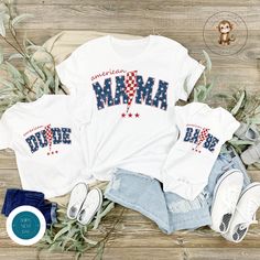 ❤ All of our items are custom designed, printed and shipped from our Long Island, NY studio. Custom orders welcome! ❤ Please add EACH INDIVIDUAL Item to the cart, this is not sold as a set.  Shipping is free over $35. ❤  We use Bella Canvas for all size tshirts and Gerber Onesies®. ❤  Please see photos for size charts. ❤ Retail fit ❤ Unisex sizing ❤ Shoulder taping ❤ Sideseamed ❤ Tear away label ❤ 4.2 oz., 100% airlume combed and ringspun cotton ❤ These have a 1 day production/ship out time ❤ US Family Matching Independence Day Graphic T-shirt, White Custom Print Top For Independence Day, 4th Of July Cotton Tops With Custom Print, Customizable Cotton Sublimation Design For Summer, Cotton Tops With Custom Print For 4th Of July, Patriotic Cotton Top With Custom Print, Cotton Tops With Custom Independence Day Print, Independence Day Cotton Tops With Custom Print, Patriotic Tops With Custom Print For 4th Of July