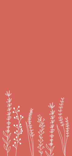 an orange background with some white flowers on the bottom right corner and one flower in the middle