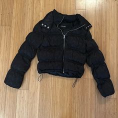 Sold Out Online, Great Condition, Size Small Coquette Puffer Jacket, Guess Puffer Jacket, Black Guess Puffer Jacket, I Am Gia Dress Black, Black Nylon Puffer Jacket With Zipper Closure, I Am Gia, Black Puffer Jacket, Black Puffer, Puffer Jacket