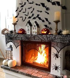 Halloween Decorations 6 Props Table Decor, Spider Web Tablecloth, Cobweb Mantel Scarf and Table Runner, 3D bats Stickers, Stretchy Cobwebs Pack with Spiders, Home Decor for Party Office Sago Brothers Autumn 23, Halloween Fireplace, Halloween Living Room, Halloween Decor Diy, Halloween Tablecloth, Halloween Mantle, Halloween Beauty, Halloween Mantel, The Mantle