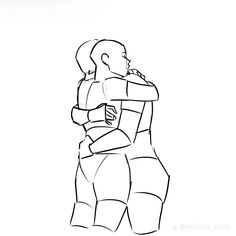 a drawing of two people hugging each other