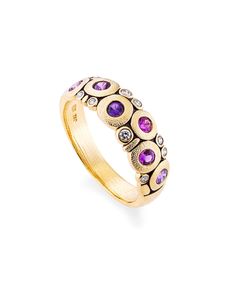 18k gold Candy Dome ring with 9 diamonds (0.12ctw), 6 pink and purple sapphires (approximately... Candy Dome, Candy Ring, Alex Sepkus, Pearl Jewelry Shop, Gold Candy, Purple Candy, Green Rings, Green Lake, Purple Sapphire