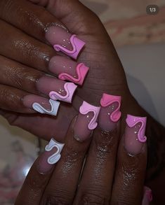 Nail Overlay Designs, Short Nail Set, Nail Overlay, Acrylic Nail Designs Classy, Short Pink Nails, Stilleto Nails Designs, Long Acrylic Nail Designs, Drip Nails, Girly Acrylic Nails