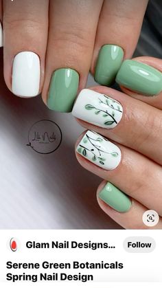 Spring Nail Design, Simple Spring Nails, Pastel Nails Designs, Green Nail Art, Cute Simple Nails, Spring Nail Designs, Cute Spring Nails, Spring Nail Art, Green Hues