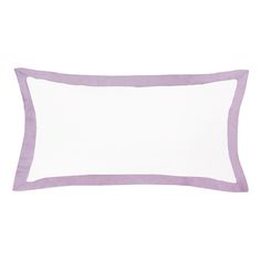 a purple and white pillow on a white background with a border around the edges,