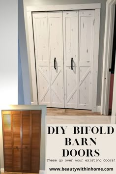 outdated shutter style wood bifold doors and then white diy bifold barn doors Diy Bifold Doors, Door Remodel, Bifold Doors Makeover, Diy Closet Doors, Laundry Doors, Door Makeover Diy, Accordion Doors, Closet Door Makeover, Barn Door Closet