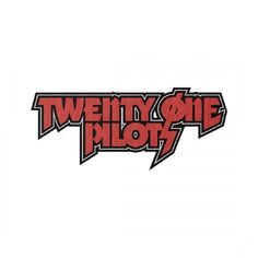 the logo for twenty one pilots, which is red and black with an arrow on it