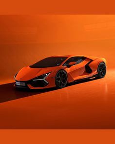 an orange sports car is shown in this image