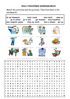 a worksheet with words and pictures to help students learn how to use the word search