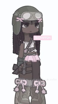 a drawing of a girl wearing an army uniform and goggles, with the caption in