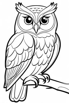 an owl sitting on a branch coloring page