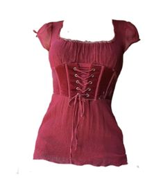 Fitted Red Tops With Lace Trim, Fitted Red Top With Lace Trim, Fitted Y2k Tops With Lace Trim, Fitted Y2k Top With Lace Trim, Casual Summer Corset, Red Lace Trim Top For Summer, Tie Corset, Pngs For Moodboards, Vintage Casual