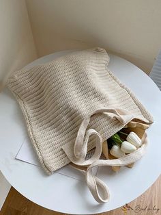 BirdinBag - Chic Crochet Bag | Stylishly Simplistic Design Simple Beige Square Shoulder Bag, Simple Beige Square Bag, Simple Beige Shoulder Bag With Double Handle, Simple Beige Shoulder Bag, Simple Beige Double Handle Shoulder Bag, Simple Beige Shoulder Bag For Everyday, Chic Crochet, Beige Bag, Simplistic Design