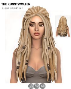 an image of a woman with blonde dreadlocks on her head and bra top