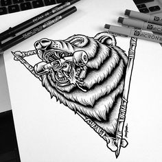 a drawing of a bear holding a baseball bat