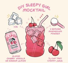 Olipop Mocktail, Night Cap Drink, Girly Cocktails, Fun Beverages, Girly Drinks, Iced Drinks Recipes, Homemade Cookbook, Sleepy Girl, Drink Recipes Nonalcoholic