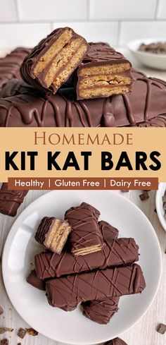 homemade kitkat bars are stacked on top of each other and ready to be eaten