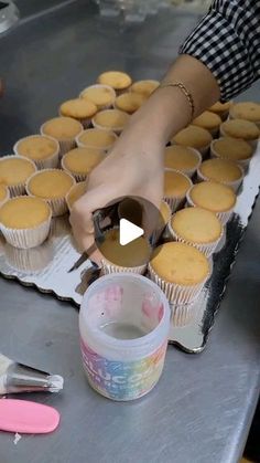 cupcakes are being made in the kitchen and ready to be cut into pieces